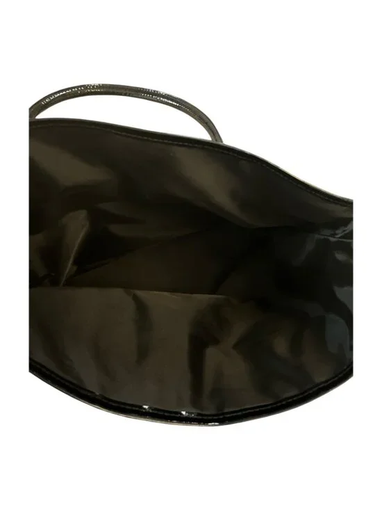 Vintage Estee Lauder Black Patent Tote Bag Croc Embossed GWP Cosmetic Promo Hand - Picture 3 of 4